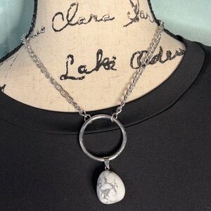 Howlite Pendent Necklace with Stainless Steel